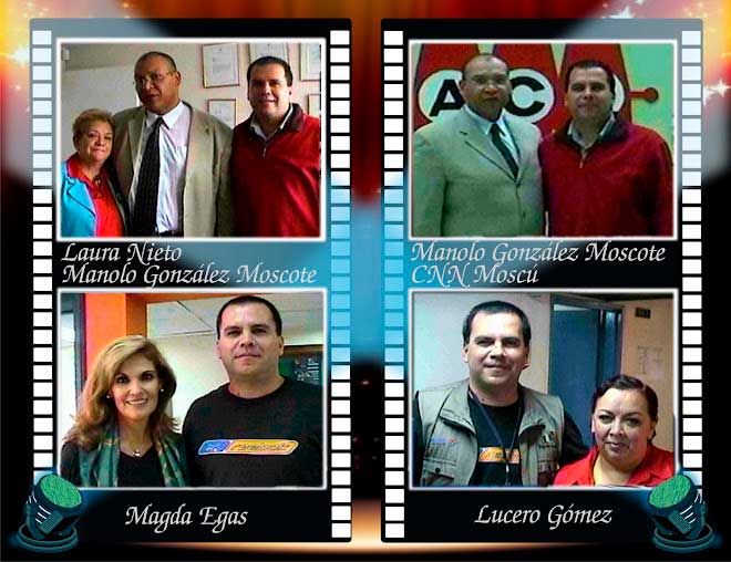 Víctor Manuel Rebellón Zea con Magda Nieto, Manolo González Moscote (CNN Moscú), Magda Egas, Lucero Gómez