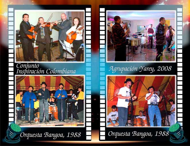 Víctor Manuel Rebellón Zea con agrupaciones musicales de Garagoa: Conjunto Inspiración Colombiana, Agrupación Yarey (2008), Orquesta Bangoa (1988).
