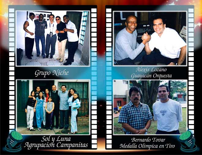 Víctor Manuel Rebellón Zea con Grupo Niche, Alexis Lozano, Sol y Luna Agrupación Campanitas, Bernardo Tovar (medalla olímpica en tiro)